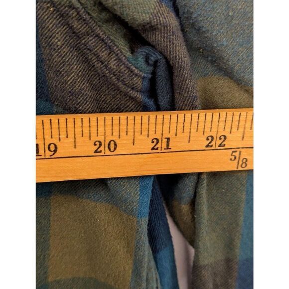 Mens Eddie Bauer Flannel Plaid Shirt Size Large Blue Green - Picture 8 of 9